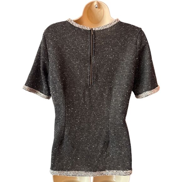 CAbi Gray Coco Boucle Short Sleeve Sweater Top Size M - Picture 5 of 9